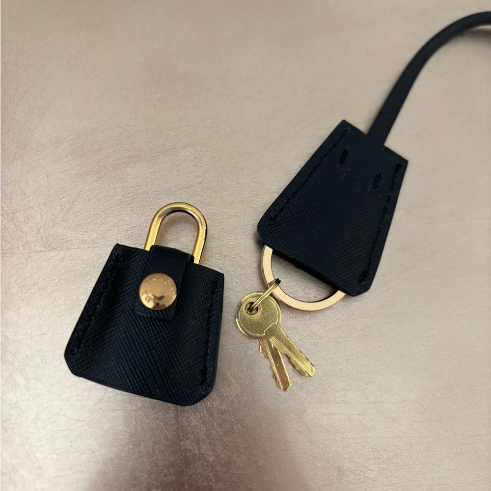 Prada Gold Lock and Keys Bag Charm Set